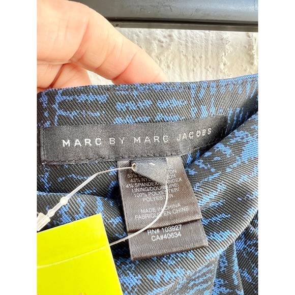 Marc By Marc Jacobs Pleated Front Jaquard Pencil Mini Skirt Blue Women's Size 4 - Picture 4 of 9